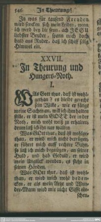 XXVII. In Theurung und Hungers-Noth