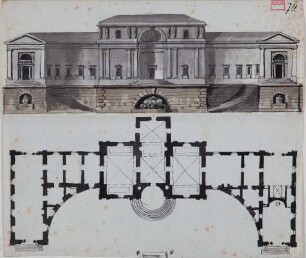 Umformung der Villa Sacchetti bei Rom - Ansicht und Grundriss