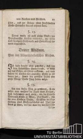 Dritter Abschnitt. Von den Römischkatholischen Kirchen.