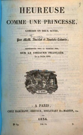 Heureuse comme une princesse : Comédie en 2 actes