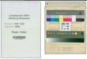 Entnazifizierung Walter Rieger , geb. 09.05.1900 (Kaufmann)
