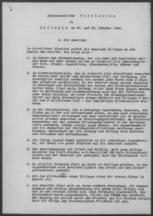 Öllingen: Visitationsbericht mit Pfarrbericht 1949