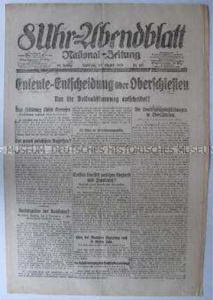 Tageszeitung "8Uhr-Abendblatt" zur Lage in Oberschlesien