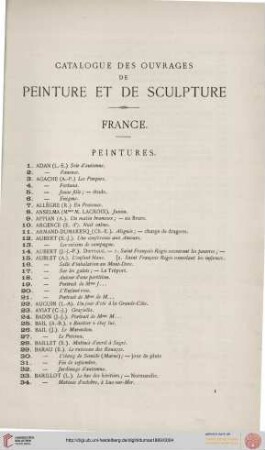 Catalogue des ouvrages de peinture et de sculpture: France