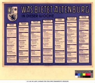 Originaltitel: Was bietet Altenburg in dieser Woche 4. April bis 10. April 1949 Mitgeteilt vom Städtischen Kulturamt Altenburg