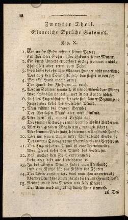 18-47, Zweyter Theil. Sinnreiche Sprüche Salomo's.