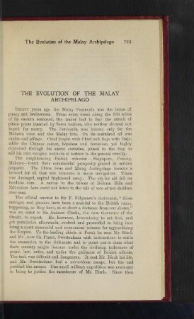 The Evolution of the Malay Archipelago.