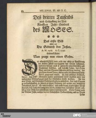 Des dritten Tausends nach Erschaffung der Welt Fünfftes Jahr-Hundert des MOSES.