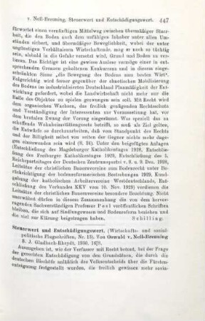 447-448 [Rezension] Nell-Breuning, Oswald von, Steuerwert und Entschädigungswert
