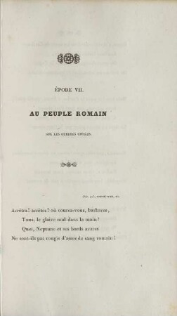 Èpode VII. Au Peuple Romain Sur Les Guerres Civiles