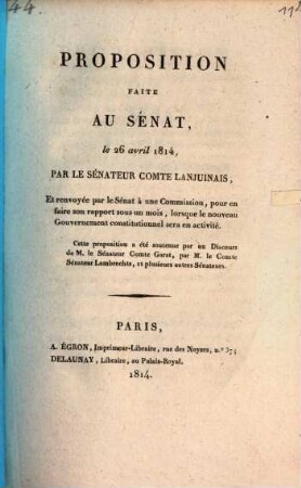 Proposition faite au Sénat, le 26 avril 1814