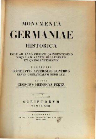 Monumenta Germaniae Historica : inde ab anno Christi quingentesimo usque ad annum millesimum et quingentesimum, 19. Annales aevi Suevici