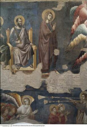 Weltgericht, Szenen aus dem Alten und Neuen Testament (Fragmente), heiliger Michael (Fragment), Weltgericht, Apostelreihe zur Rechten Christi