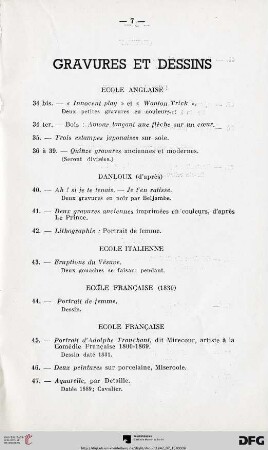 Gravures et dessins (Nr. 34bis-56)