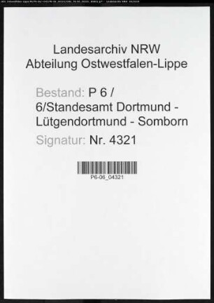 Sterberegister Standesamt Dortmund-Lütgendortmund-Somborn