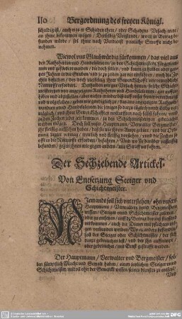 Der Sechzehende Artickel. Von Entsetzung Steiger und Schichtmeister.