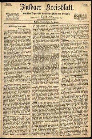 Ausgabe vom Samstag, den 25. Januar 1873.