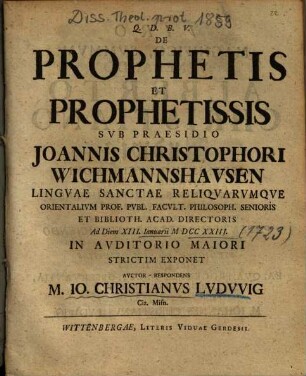 De Prophetis Et Prophetissis