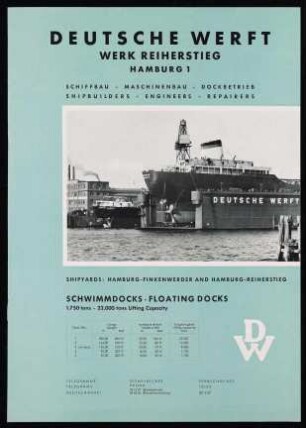 Deutsche Werft, Werk Reiherstieg, Hamburg 1 - Schwimmdocks - Floating Docks
