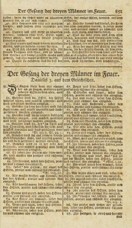 Der Gesang der dreyen Männer im Feuer.