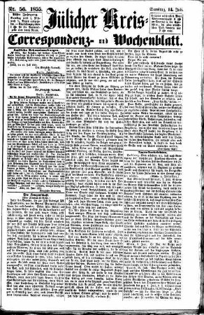 Jülicher Kreis-, Correspondenz- und Wochenblatt. 1852-1866