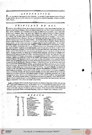 Approbation/Privilege du Roi