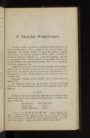 IV. Chemische Beschaffenheit.