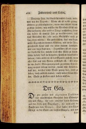 Der Geiz.
