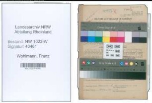 Entnazifizierung Franz Wohlmann , geb. 17.08.1906 (Kaufmann)