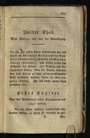 Zweiter Theil: Vom Syntaxe, oder von der Wortfuegung