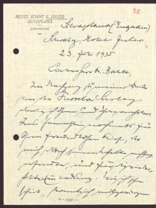 [Brief von Otto Selz an Julius Bahle vom 23. Juli 1935]