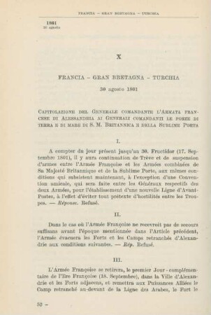 X Francia - Gran Bretagna - Turchia 30 agosto 1801