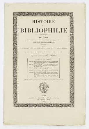 Titelblatt der Folge "Geschichte der Bibliophilie"