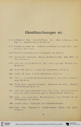 Bleistiftzeichnungen etc. (Nr. 1018-1036)