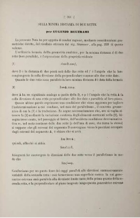 Sulla minima distanza di due rette.