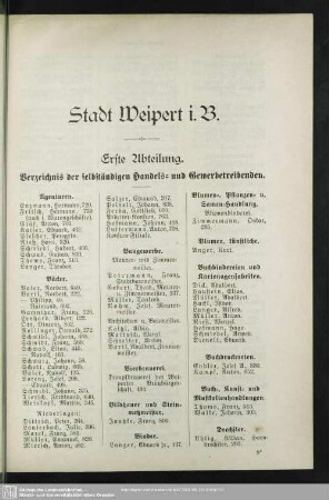 Erste Abteilung. Berufsklassen und Gewerbebetriebe