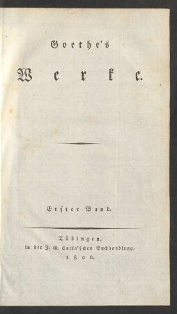 Bd. 1: Goethe's Werke