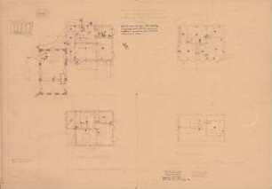 Wohnhaus Prof. Rüster, Berlin-Grunewald: Grundrisse EG, OG, KG, DG 1:100