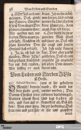 Vom Leiden und Sterben JEsu CHristi.