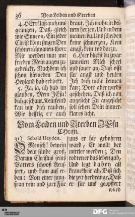 Vom Leiden und Sterben JEsu CHristi.