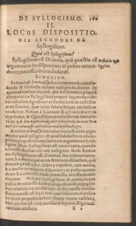 II. Locus Dispositionis Secundus De Syllogismo.