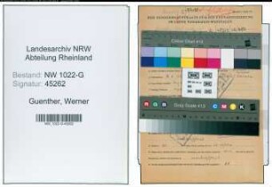 Entnazifizierung Werner Guenther , geb. 07.06.1922 ()