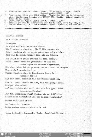 An die Schwankenden