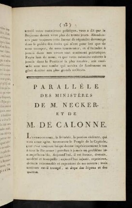 13-16 Paralléle des ministères de M. Necker et de M. de Calonne