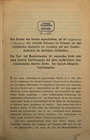 Ungedruckte unbeachtete und wenig beachtete Quellen zur Geschichte des Taufsymbols und der Glaubensregel, herausgegeben und in Abhandlungen erläutert, II