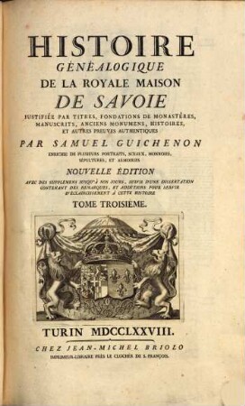 Histoire généalogique de la royale maison de Savoye, 3