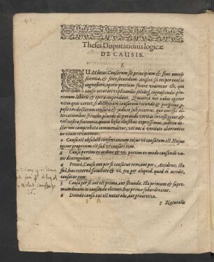 Theses Disputationis logicae De causis