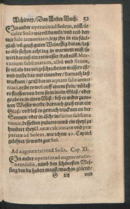 Ad augmentationem Solis. Cap. XI.