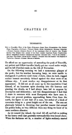 CHAPTER IV. - TENERIFFE. Visit to Teneriffe - View of the Peak - Fishermen - Santa Cruz - Dromedaries - The British Flags - Vegetation - Cochineal - Volcanic Rocks - Birds - Inhabitants - Museum - Guanches -