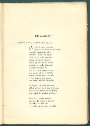 Romances : Romance del abismo que llama [y] Romance del ya perdido asombro [y] Romance del otoño que llega